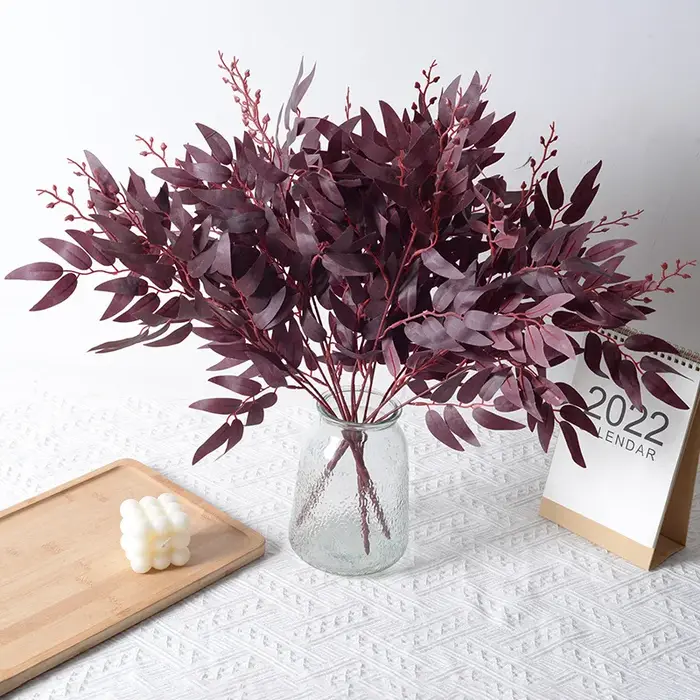 Silk Artificial Willow Bouquet Fake Green Leaves for Wedding Home Garden Vase Decoration Jungle Party DIY Plants Wreath
