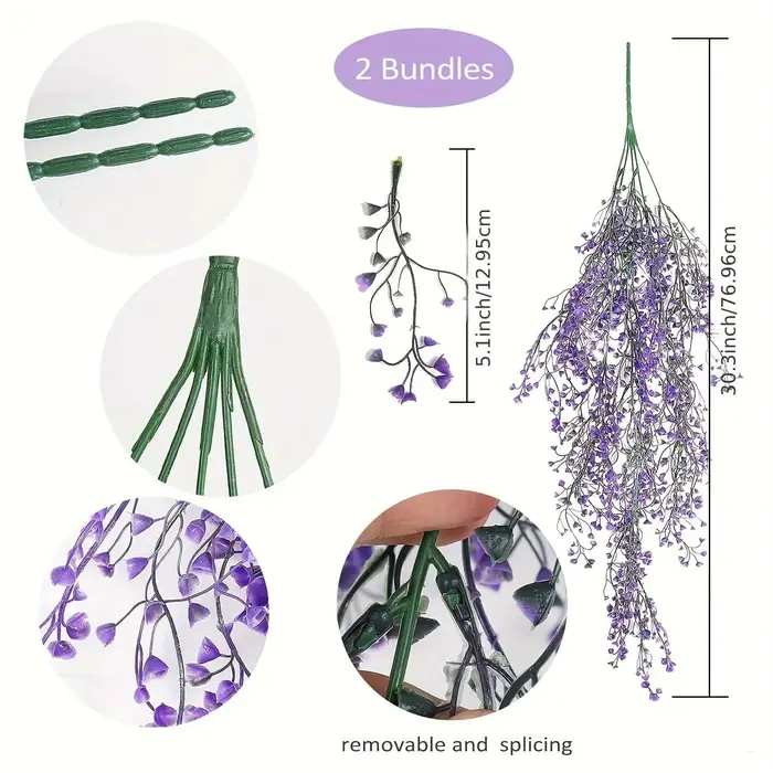 1pc Fleurs de glycine artificielles suspendues - Plantes