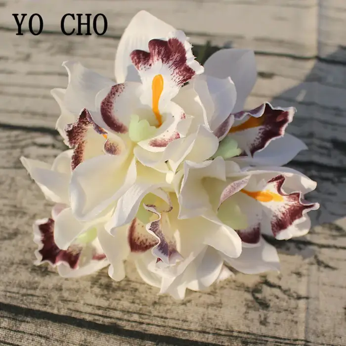 Bouquet d'orchidées artificielles en soie Vintage