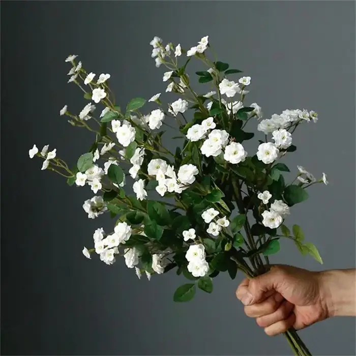 1Pcs Blanc Pastorale Jardin Minuscule Rose Soie Fleurs Artificielles Salon Décoration Style Moderne Décoratif