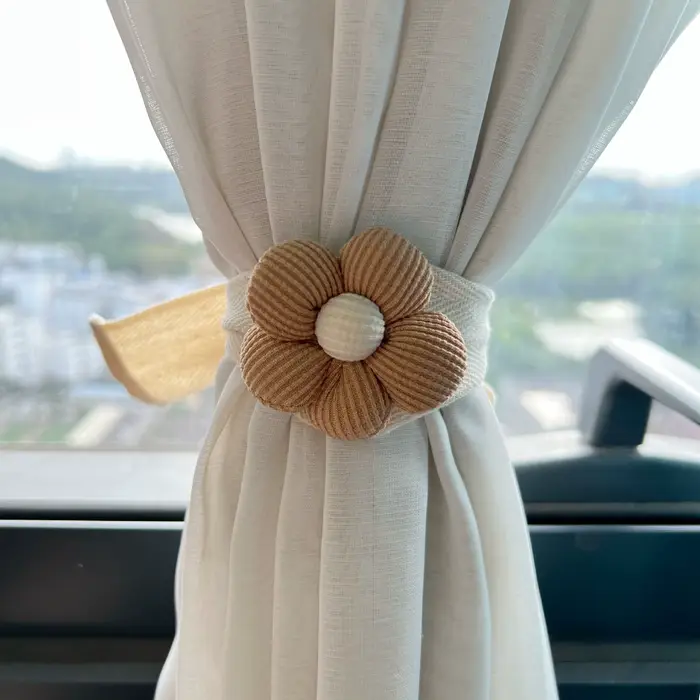Rideau à fleurs ours Kawaii, boucle suspendue, accessoires de rideau, décoration de maison, corde à 