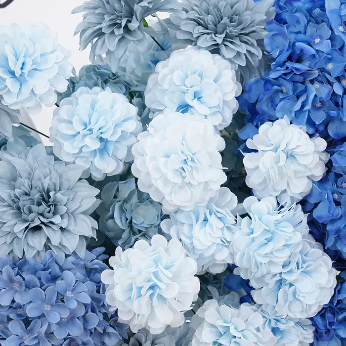 Haze bleu hortensia Dahlia accrocher fleur rangée décor mariage réception toile de fond Arrangement Floral Banquet accessoire fenêtre affichage H8901