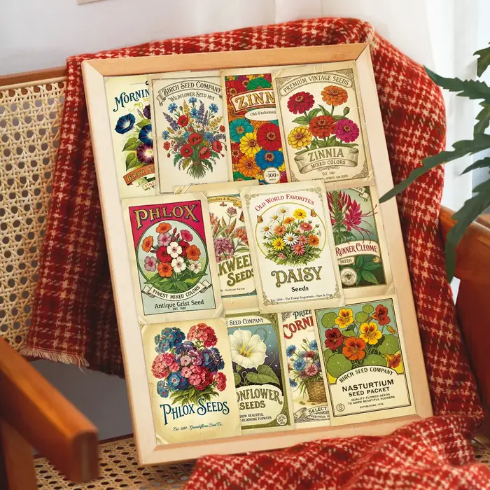 20 cartes de graines de fleurs botaniques vintage pour la décoration esthétique du jardin
