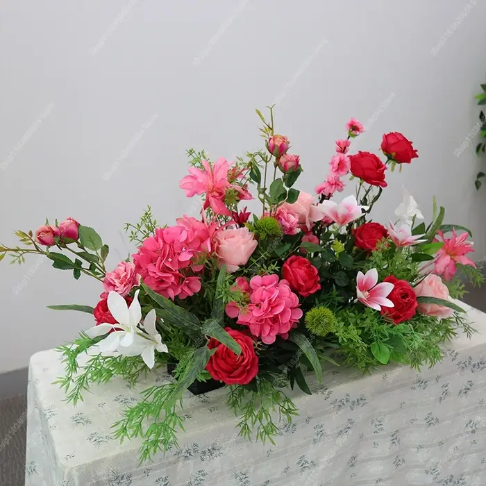 Rose chrysanthème plantes vertes feuille sol Arrangement Floral centres de Table de mariage pour Tab