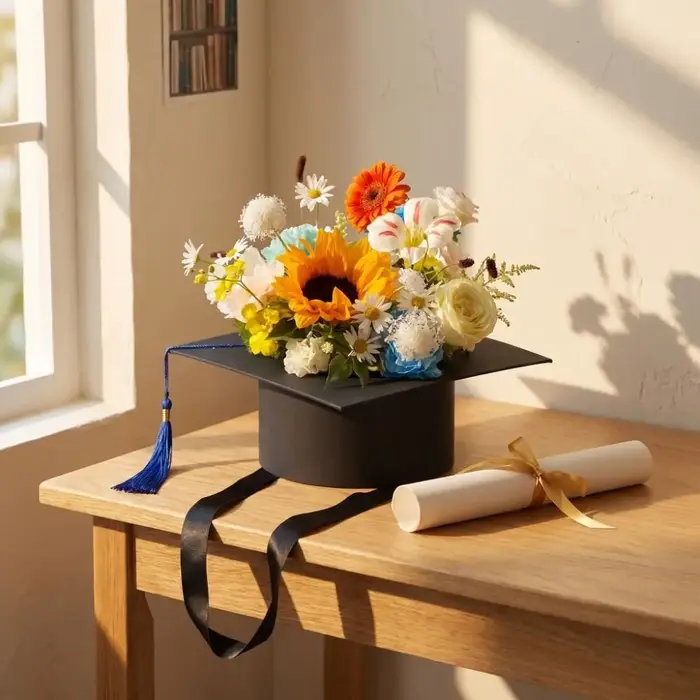 Base florale en forme de toque de graduation pour arrangements floraux, cadre de composition florale, fournitures de fleuriste, style original