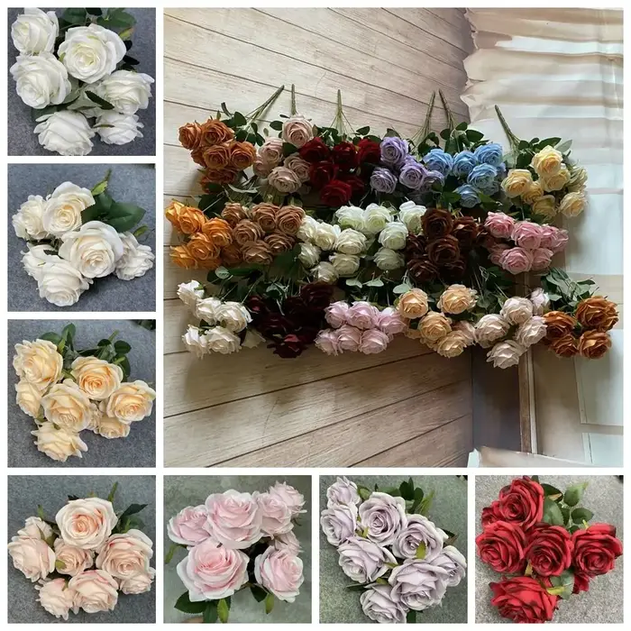 Arrangement floral, 9 têtes de roses