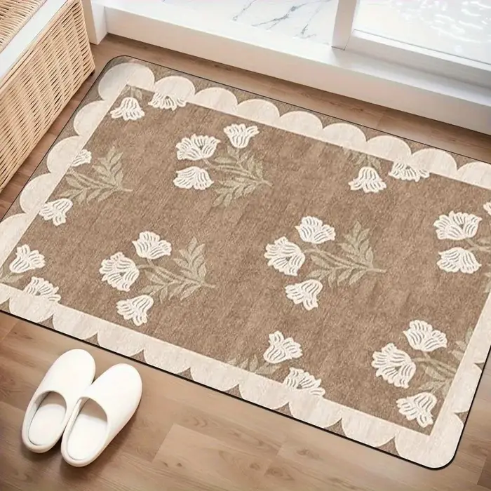 Tapis d'entrée floral antidérapant à séchage rapide