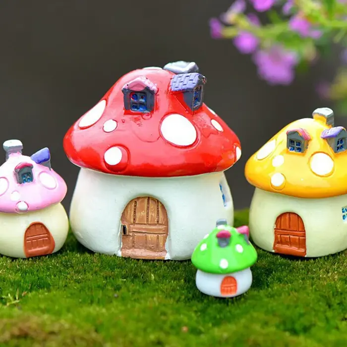 3 tailles  Maison de champignons en résine, artisanat de jardin féerique, mousse Miniature, Micro G