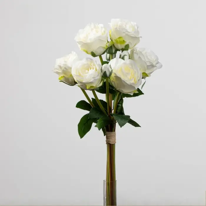 Lot de 3 roses artificielles en soie, parfumées, effet montagne enneigée, pour décoration de salon, 