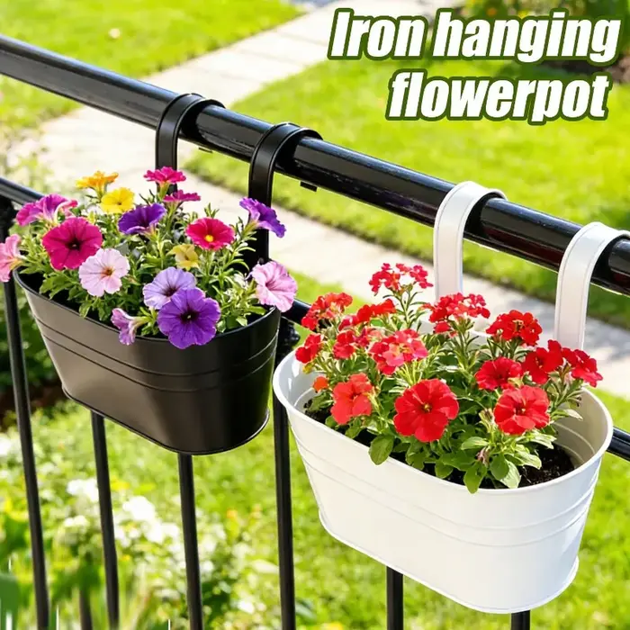 Pot de fleurs suspendu en fer pour balcon et jardin