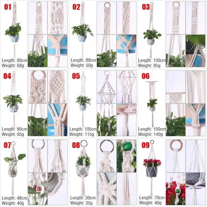 Crochets en macramé de coton pour jardinière