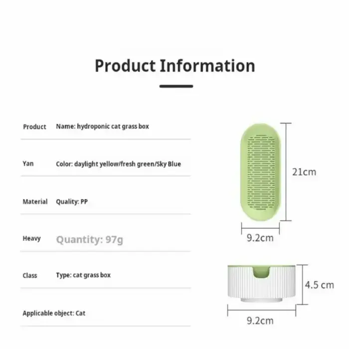 Pot de herbe hydroponique sans terre pour chat