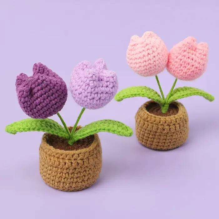 Belle tulipe Crochet en pot tricoté tulipes