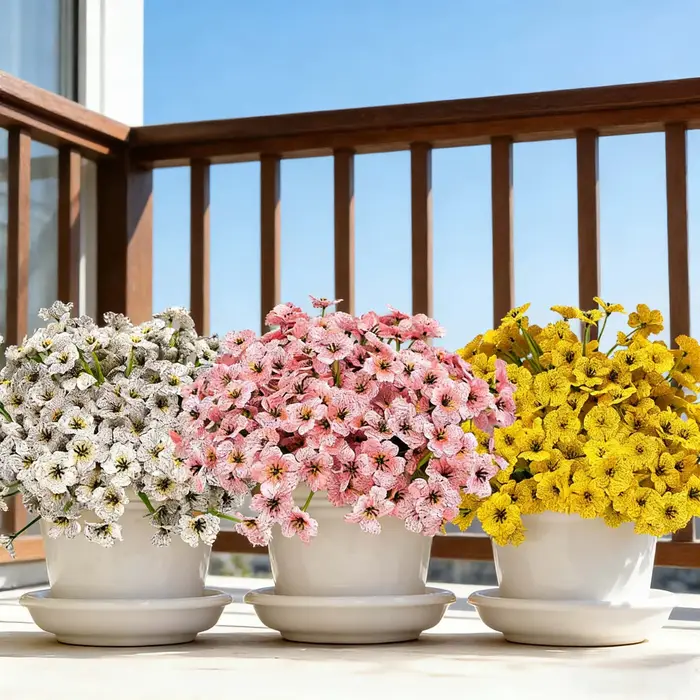 9/10 pièces fleurs en soie-fleurs artificielles colorées résistant aux UV fausses