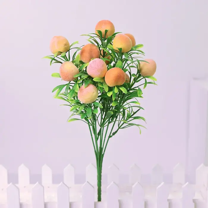 Ligne de fruits porte-bonheur de produits d'arrangement de fleurs, simulation d'orange, ornements de