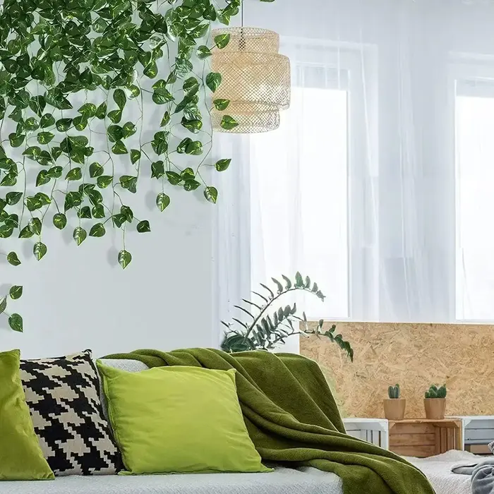 Guirlande de feuilles de lierre artificielles vertes