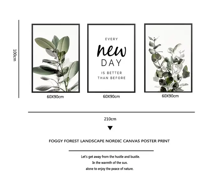 Affiche murale imprimée de feuilles de plantes vertes