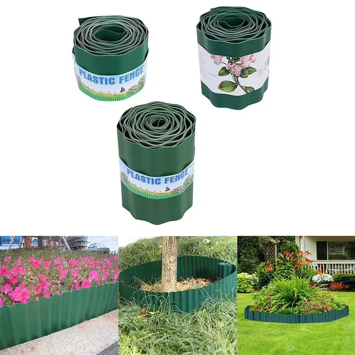 Bordure de Pelouse Flexible en Plastique PP et Pierre, Clôture de Sol de Jardin