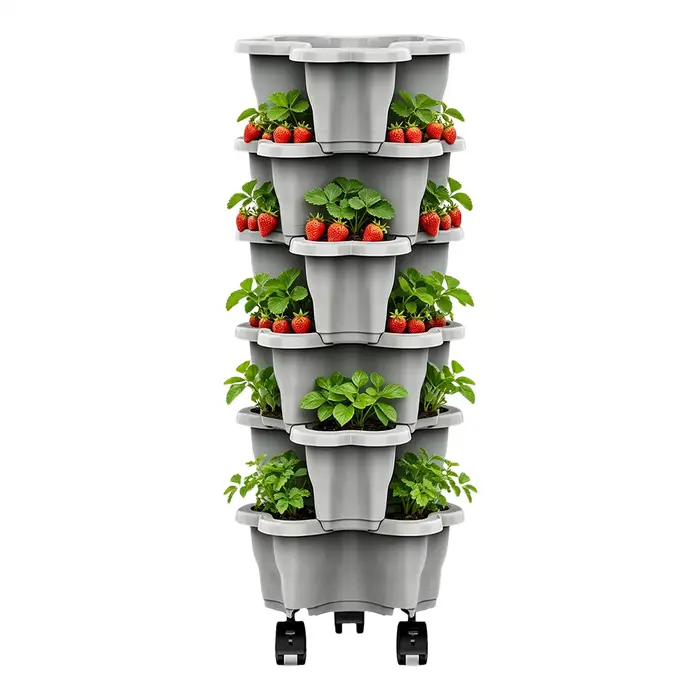 Jardinière verticale Plant Tower à 6 niveaux avec roulettes