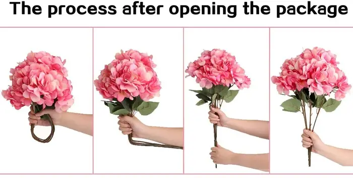 Fleurs artificielles d'hortensia en soie avec 5 grandes têtes