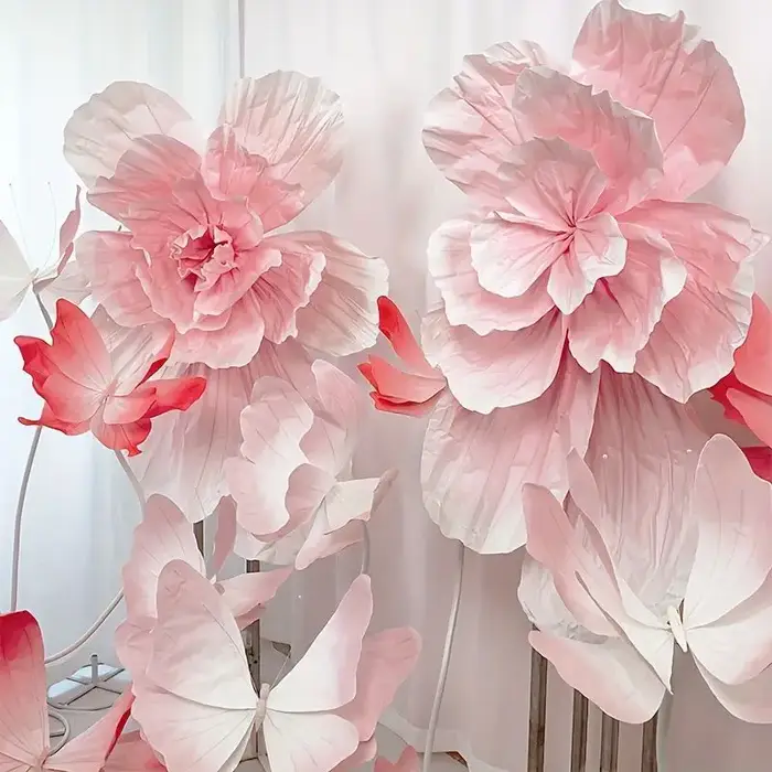 Fleur géante en papier irisée artificielle pour décorations de plafond de mariage