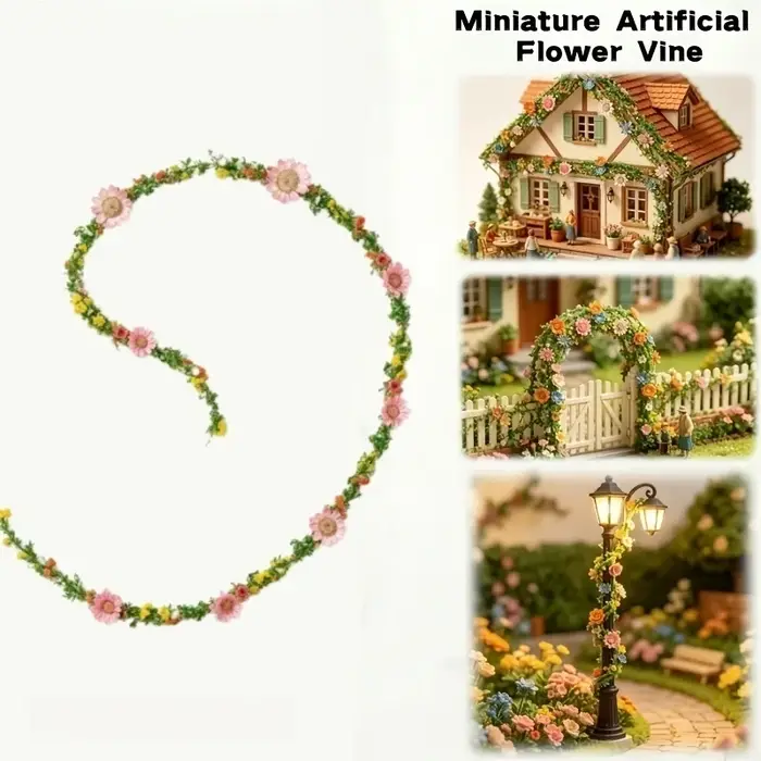 Guirlandes de vigne simulées miniatures de 120 cm/47,2 pouces, plantes vertes miniatures, utilisées pour la décoration de clôtures et de maisons de poupées