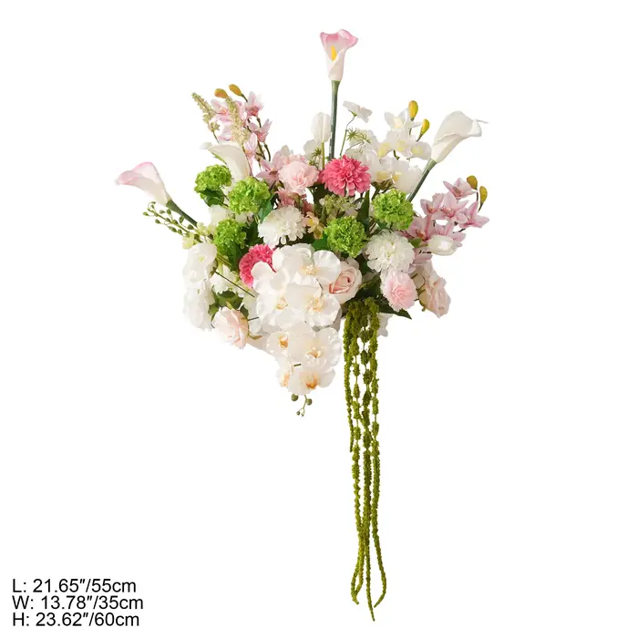 HMEOT Fleur artificielle H9150 Dahlia rose et verte