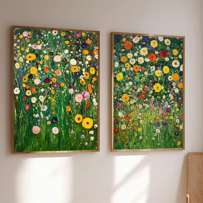 Affiche d'exposition d'arbre de nuit de Village de jardin Floral Gustav Klimt