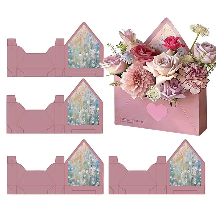5 boîtes à fleurs en forme d'enveloppe