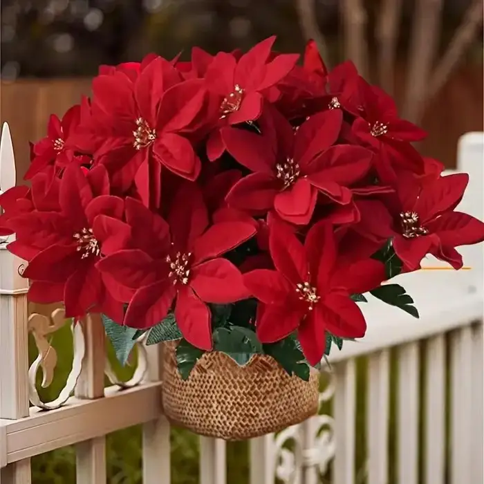 Bouquets de fleurs de Poinsettia artificielles rouges de noël