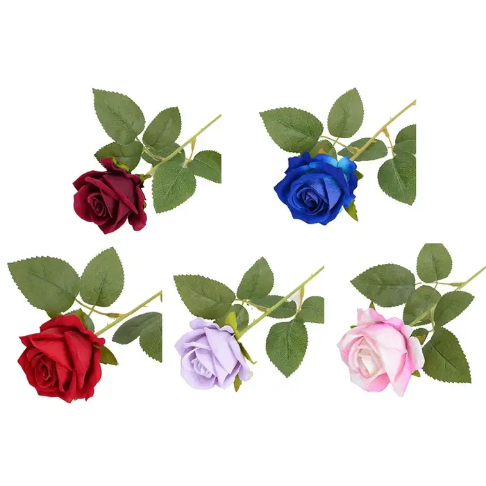 Six couleurs, rose artificielle à tige unique