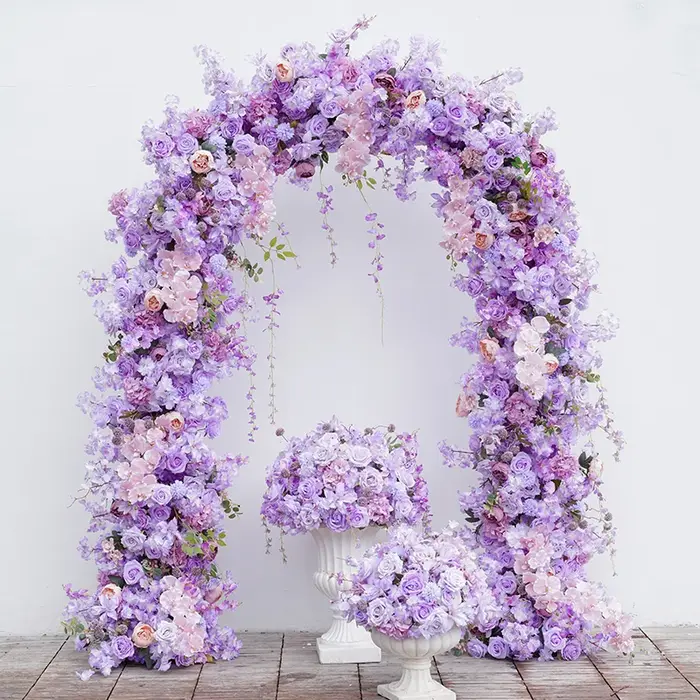 H8645 Rose violette fleur de cerisier décor d'arc de mariage Arrangement Floral signe