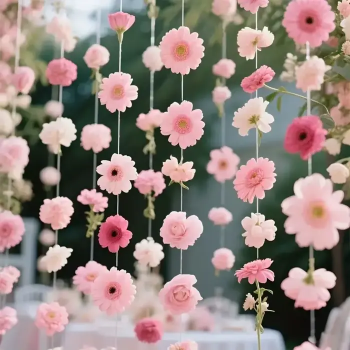 Rideau de fleurs artificielles style bohème