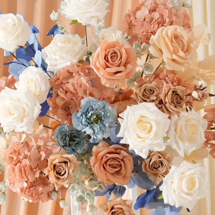 Angela Flower A9048 Arrangement Floral suspendu bleu Orange pour toile de fond de mariage passerelle allée sol fleur rangée fenêtre affichage