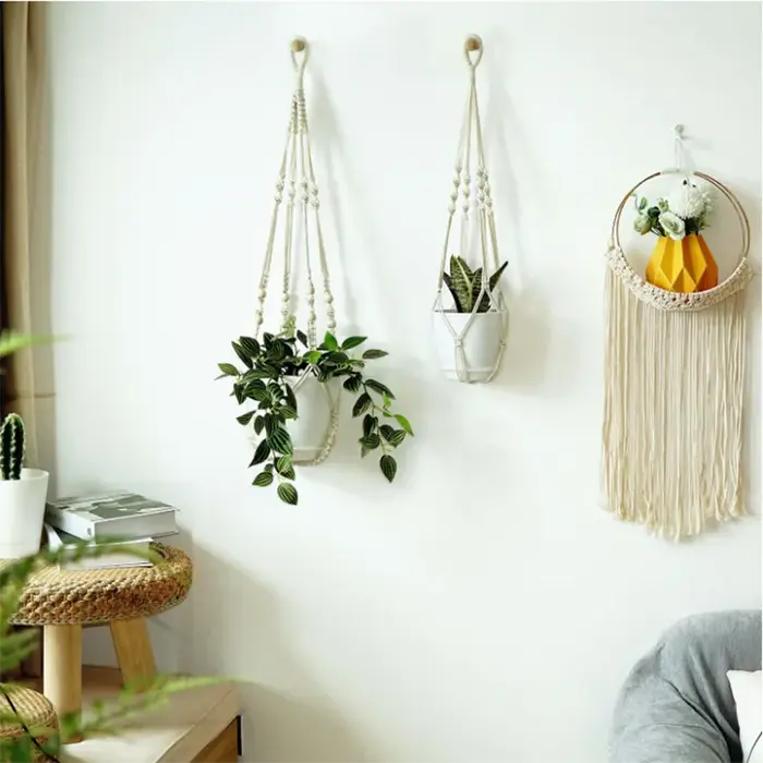 Cier de suspension pour plantes en macramé fait à la main