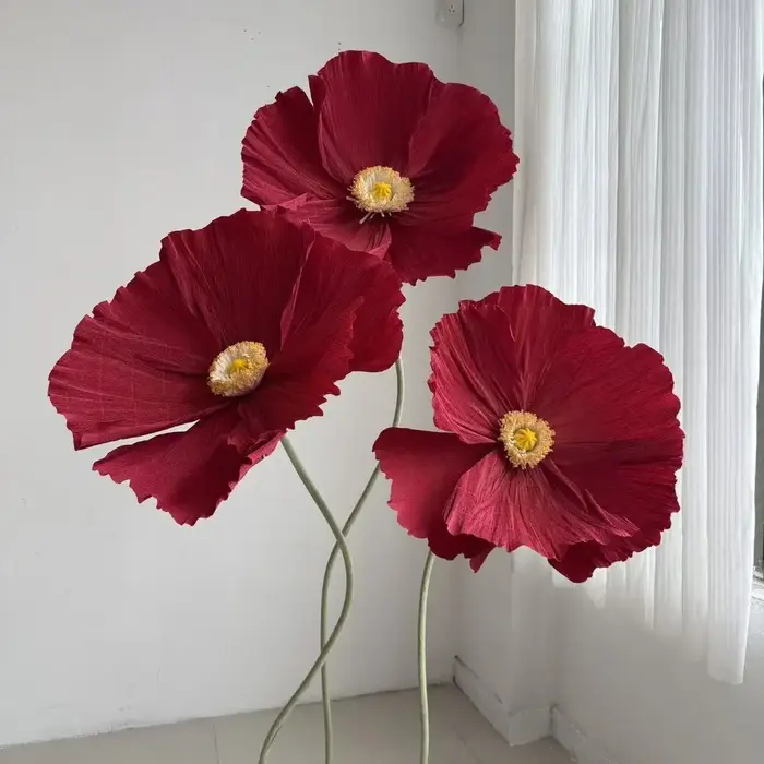 Ensemble de 3 fleurs de sol de Simulation de pavot