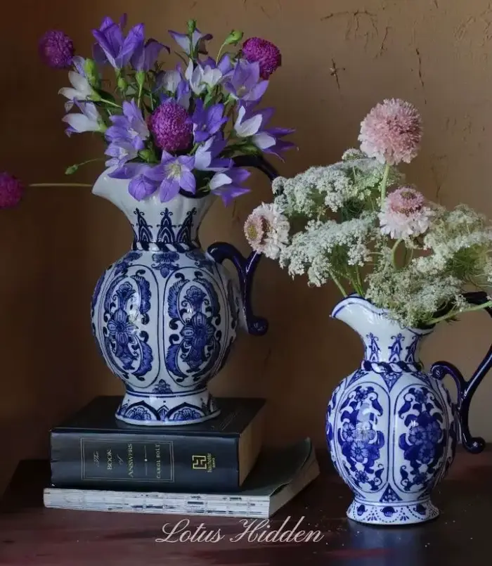Vase en céramique exquis Antique bleu blanc porcelaine fleur conteneur salon décoration de la maison