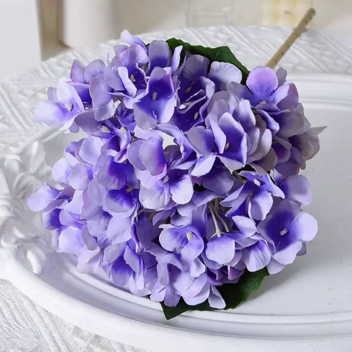 Bouquet de fleurs artificielles d'hortensias bleus colorés de 45 cm pour mariage, décoration réalist