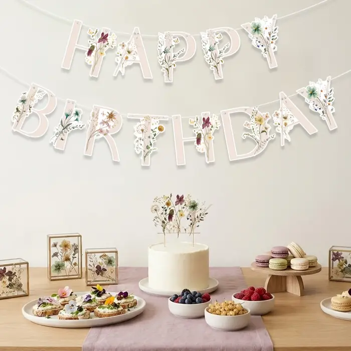 Bannière en papier motif fleurs sauvages