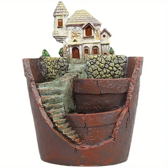Pot de plantes créatif avec ville du ciel