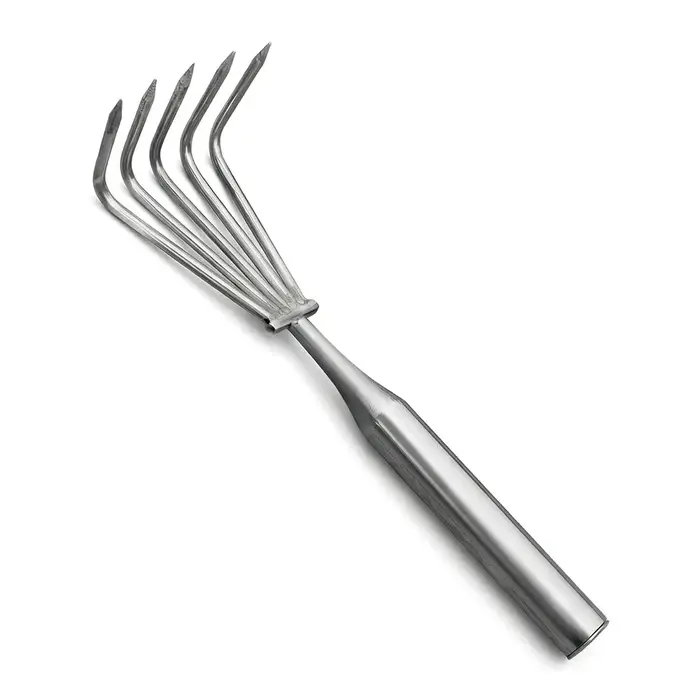 Râteau de jardin manuel 3/5 griffes en acier inoxydable