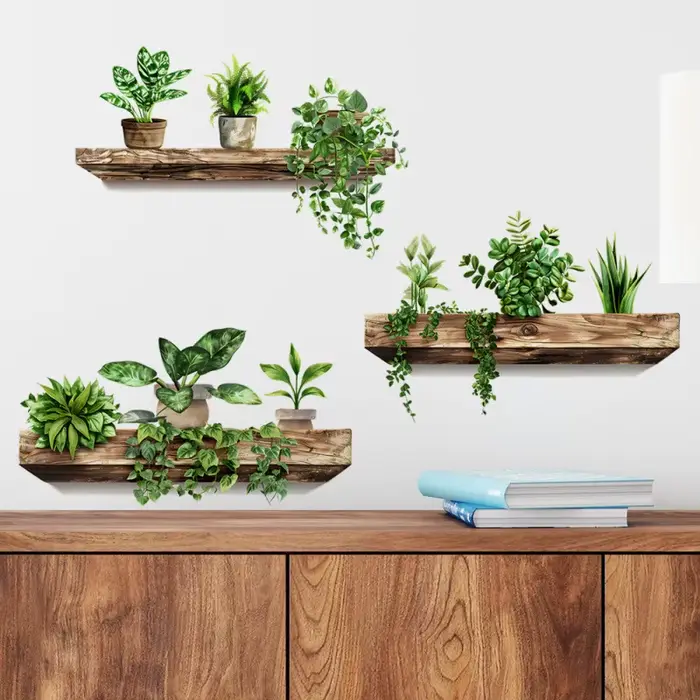 Nouvelle combinaison créative d'étagères pour plantes en pot avec autocollants amovibles pour embell