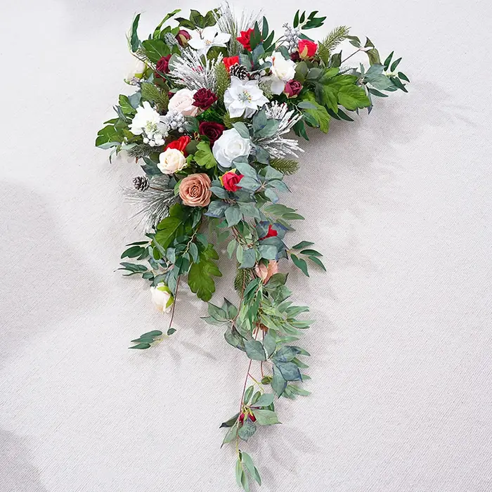 Série de noël Rose verdure accrocher fleur rangée mariage toile de fond cadre décoration Arrangement Floral événement fête fournitures H866215
