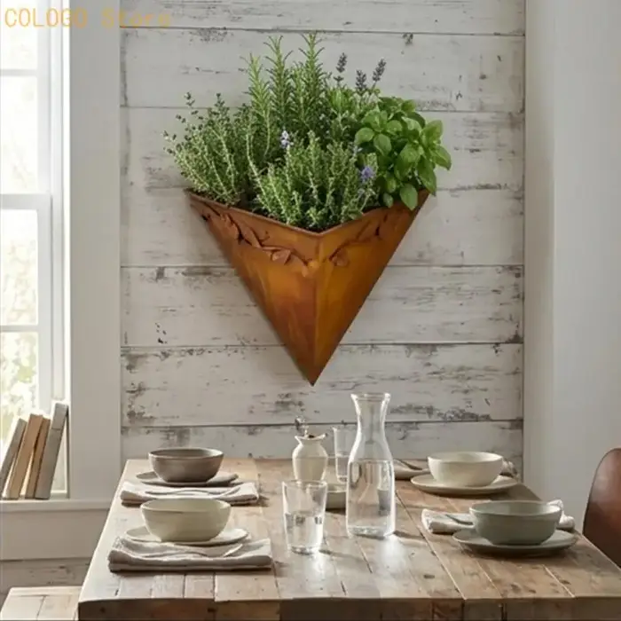 Pot fleurs suspendu en fer, Vase triangulaire, accessoires d'arrangement fleurs, Pot plantes, balcon, décoration