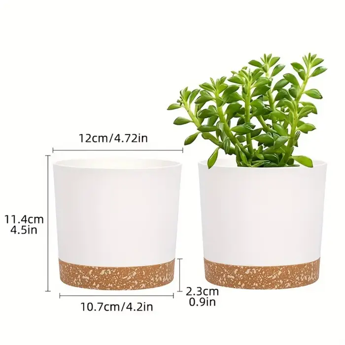 Lot de 4 pots de fleurs ronds de 5 pouces avec fond amovible