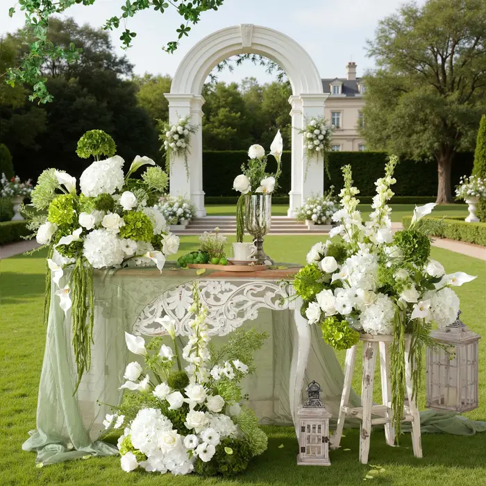 H9112 Hortensia Blanc Suspendu