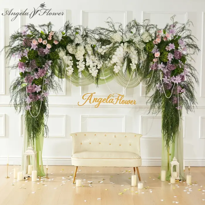 Angela fleur A9033 violet blanc hortensia coin Arrangement floral mariage décoration verdure artificielle rangée suspendue