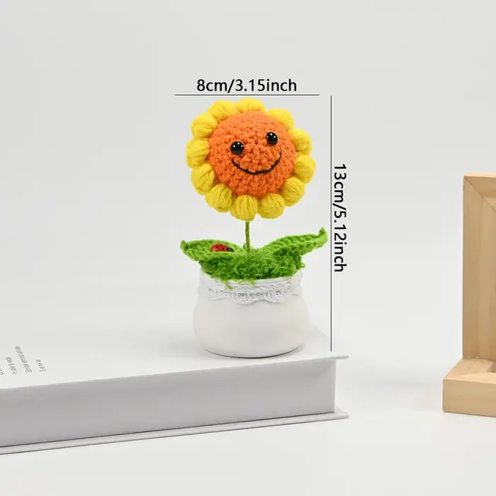 Plante en pot de fleur de tournesol/poil/canal tricotée à la main