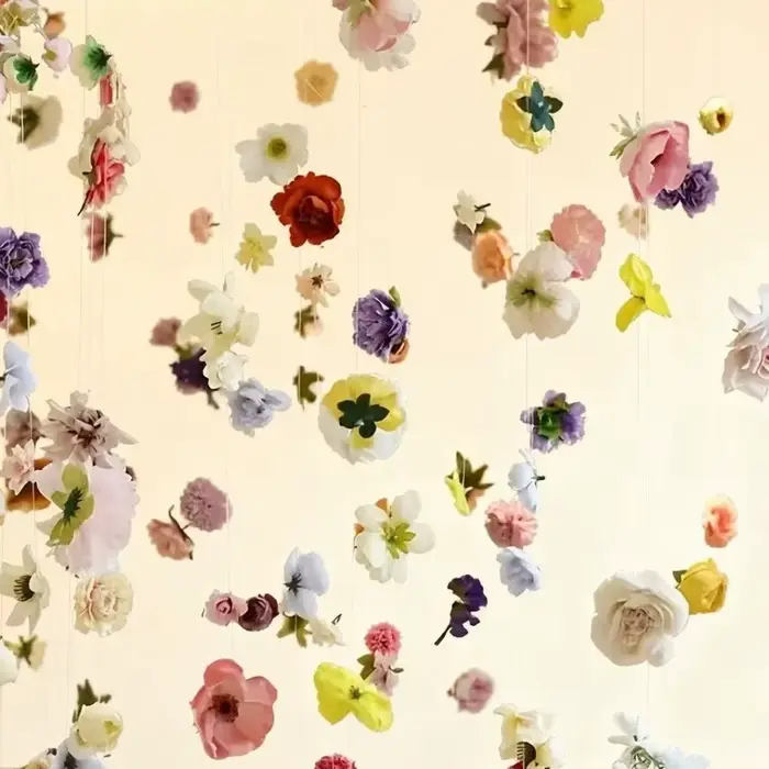 Rideau de fleurs artificielles style bohème
