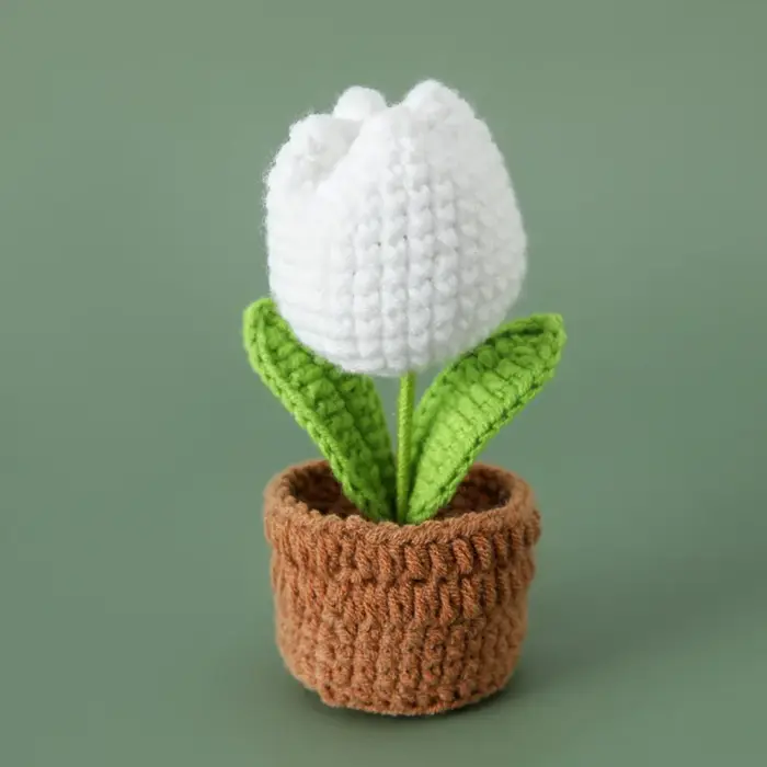 Mini tulipes Crochet fleurs en pot mignon tricot fleurs Table voiture décor à la main tulipes artifi